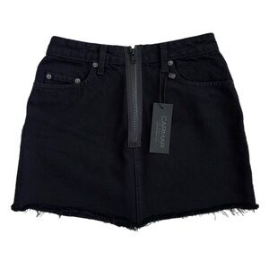 NWTs Carmar | Distressed High-Waisted Black Denim Mini Skirt